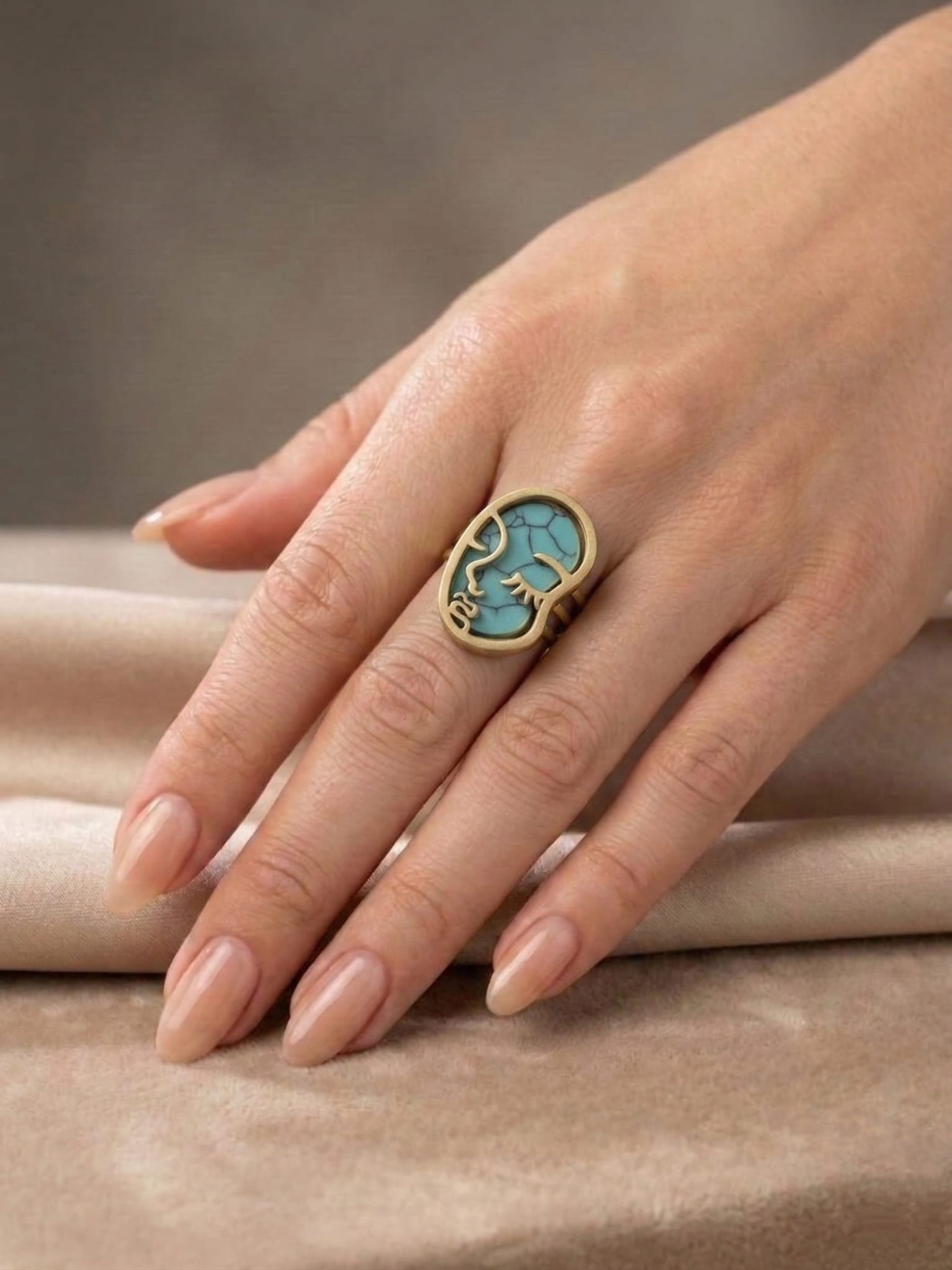 Bague en Acier Inoxydable (Pierre Turquoise)